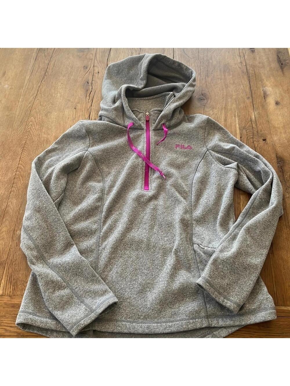 Fila Hooded Thumb Hole 1/4 Zip Sweatshirt size large